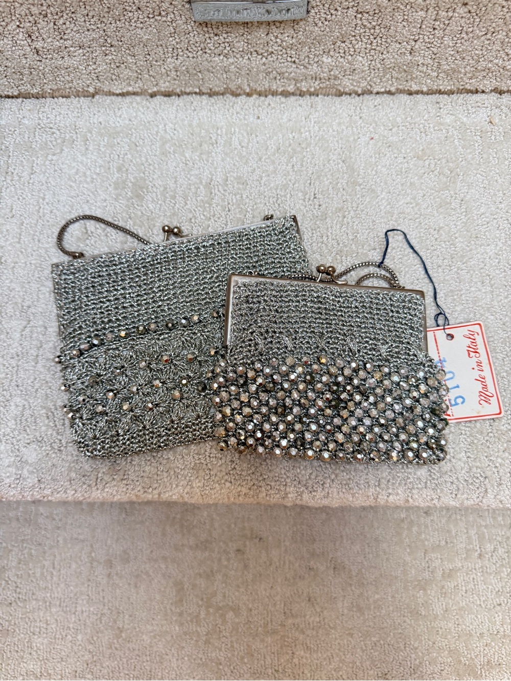 Silver Beaded Evening Clutch - Elegant Sparkle